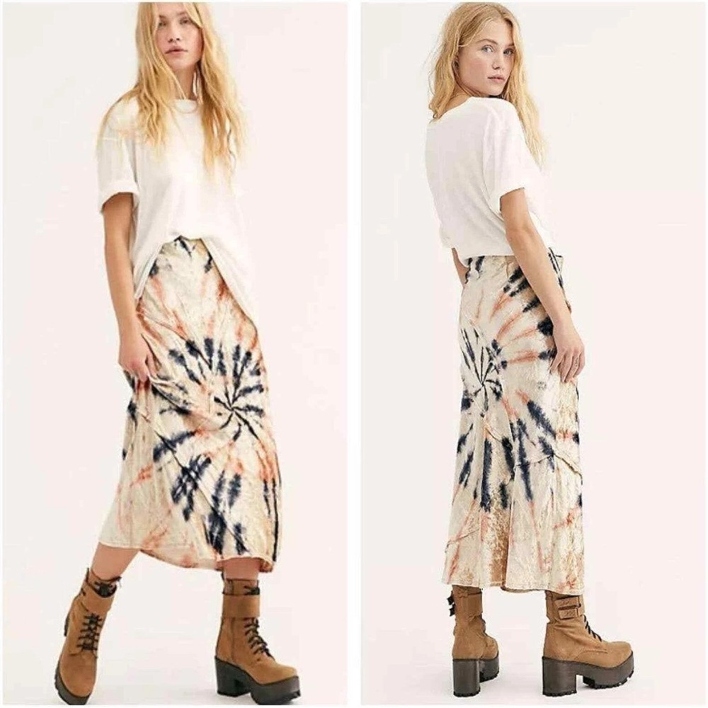 Free People Bali Serious Swagger Tie Dye Velvet Midi Pencil Skirt - Picture 10 of 10